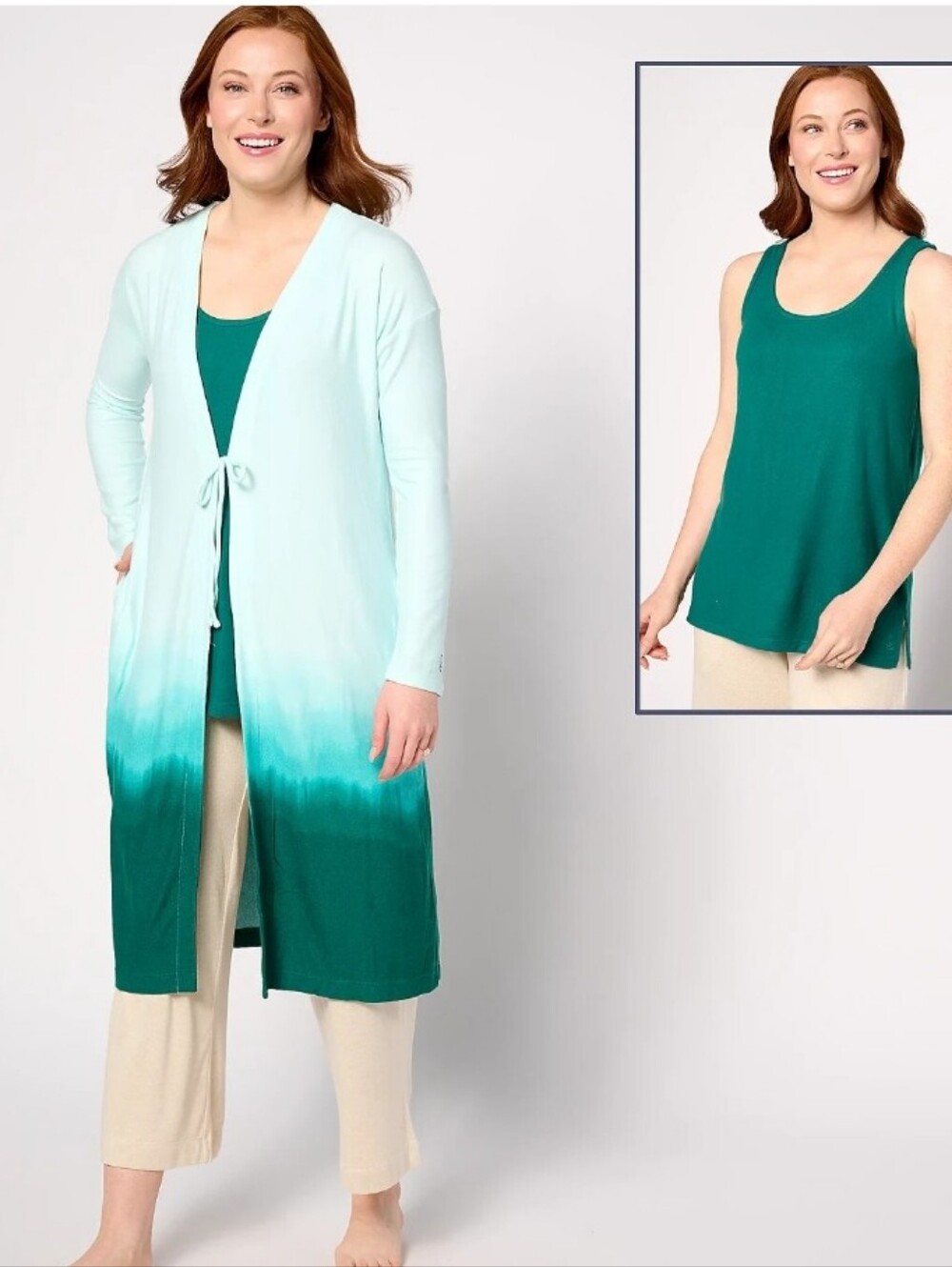 CUDDL duds Tank Top And Cardigan Sweater Set Sz xL Soft Long Sleeve